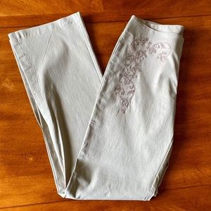 White House Black Market Beige Embroidered Pants 6